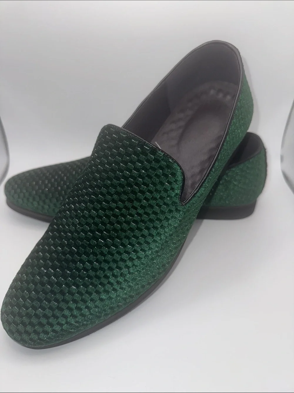 Men’s Green Velvet Smoking Loafers Size 43 EU Dress Slip On Shoes